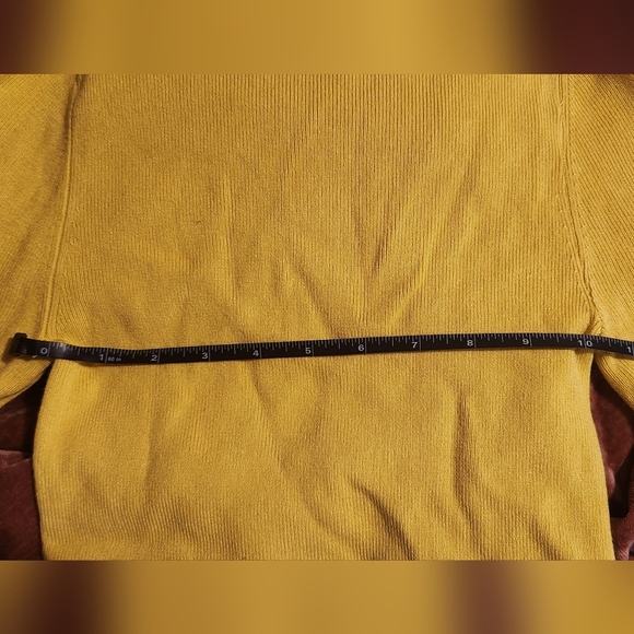 Anthropologie Maeve Arlowe Bell Sleeve XXS Yellow Long Sleeve Turtleneck Sweater - Picture 2 of 9
